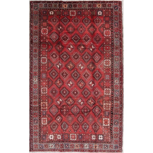 Balouch Geometric Hand-Knotted Wool Persian Oriental Area Rug - 8'0" x 4'10"