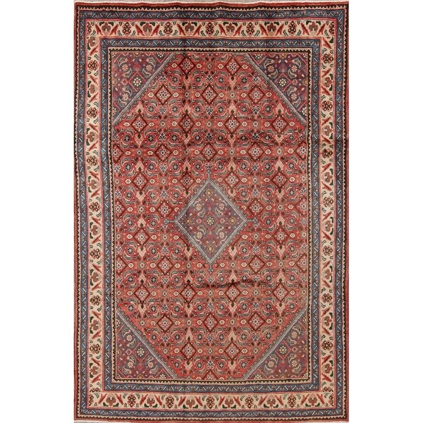 Mahal Geometric Hand-Knotted Wool Persian Oriental Area Rug - 9'7" x 6'5"