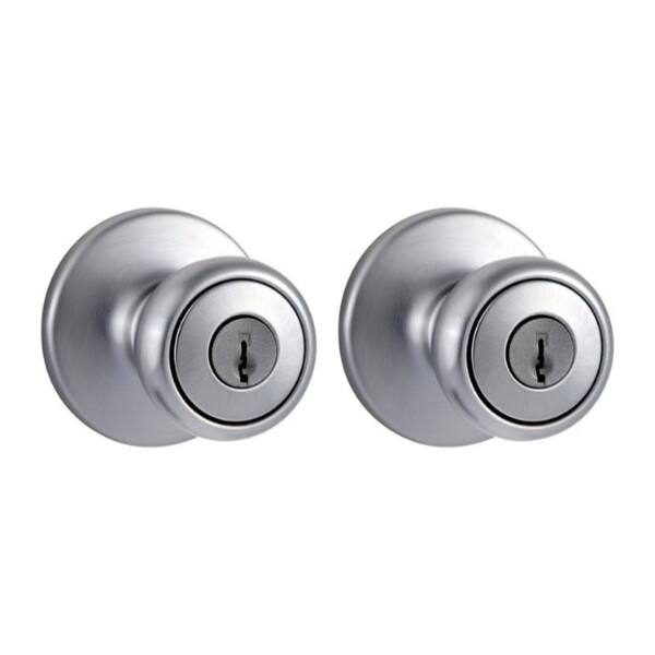 Kwikset Tylo Satin Chrome Metal Entry Knobs ANSI/BHMA Grade 3 1-3