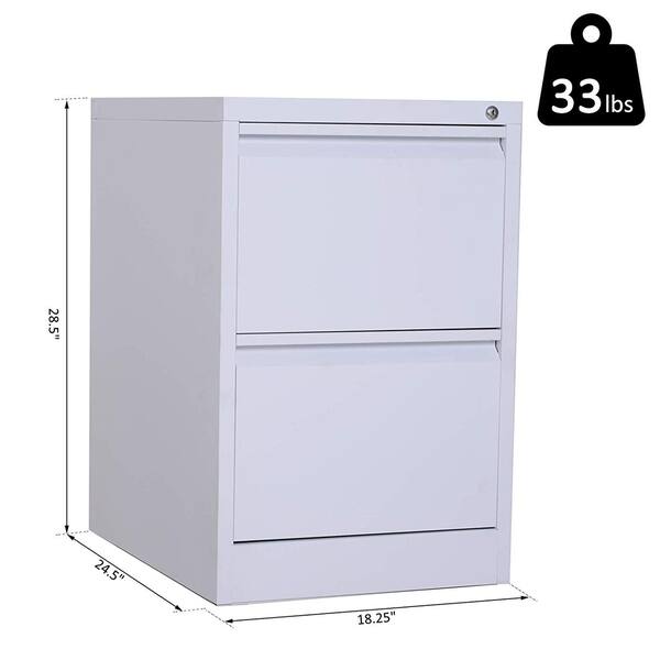 Shop Homcom 28 In Metal 2 Drawer Locking Under Desk Filing Cabinet