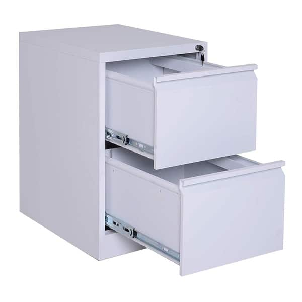 Shop Homcom 28 In Metal 2 Drawer Locking Under Desk Filing Cabinet