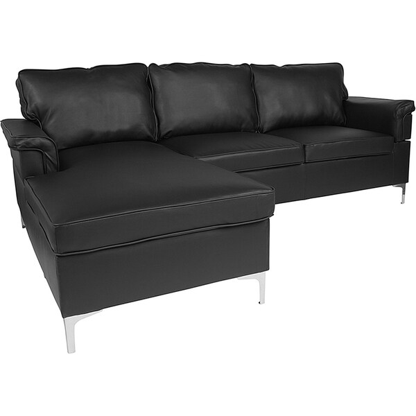 Shop Roseland 2-Piece Black Leather Sectional Sofa with Left Facing Chaise - On Sale - Free ...