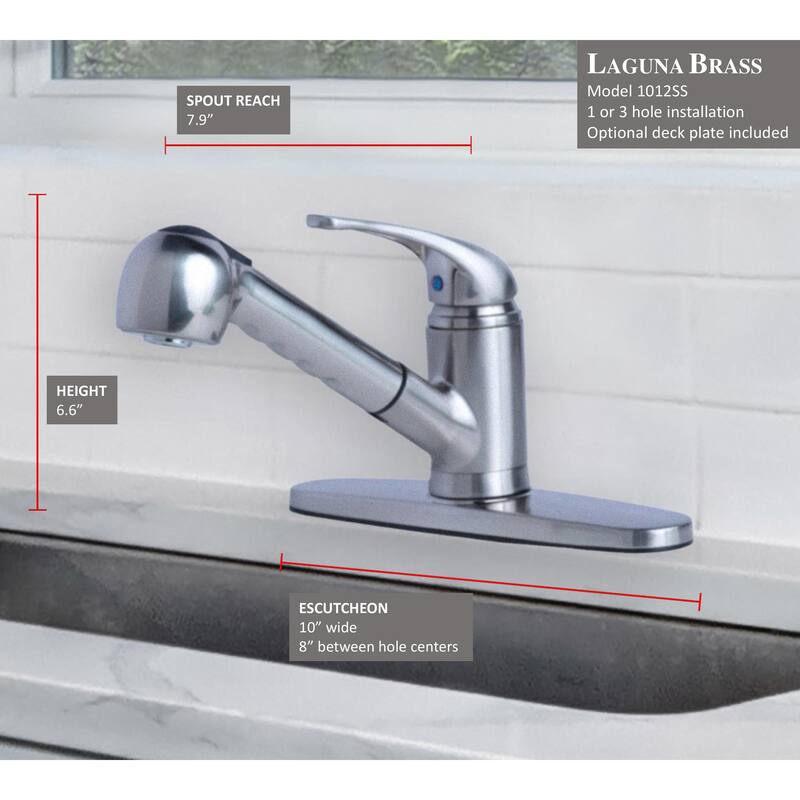 Laguna Brass 1012 Classic Single Handle Pull-Out Spray Kitchen Sink Faucet