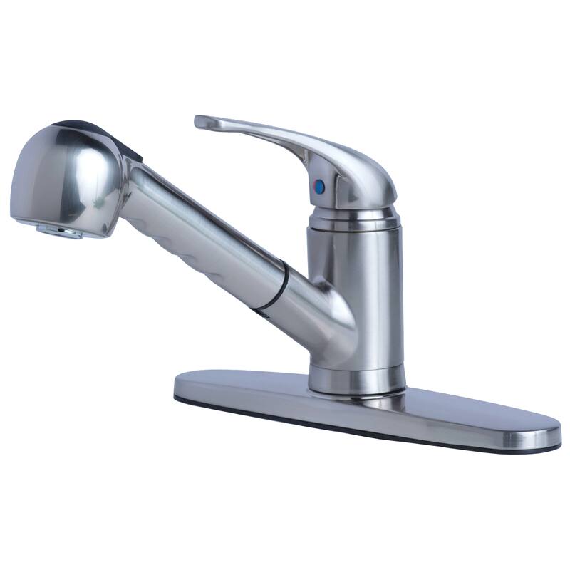 Laguna Brass 1012 Classic Single Handle Pull-Out Spray Kitchen Sink Faucet - Stainless Steel Finish