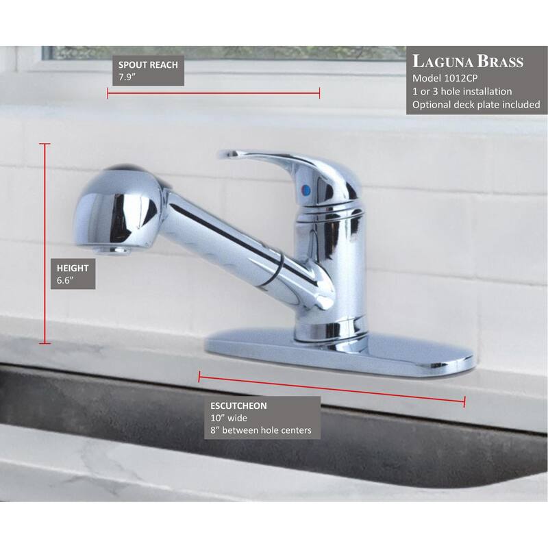 Laguna Brass 1012 Classic Single Handle Pull-Out Spray Kitchen Sink Faucet