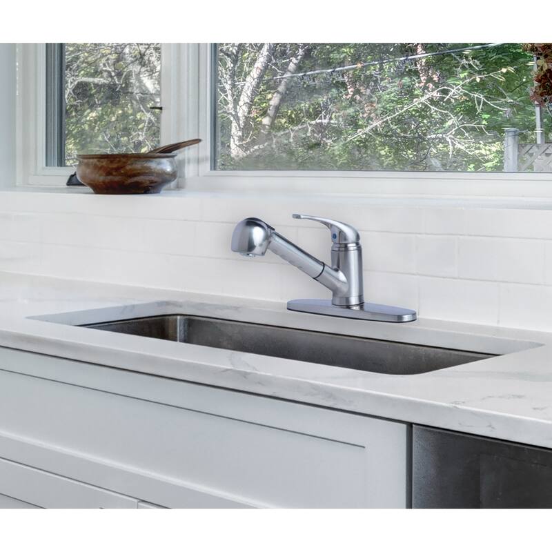 Laguna Brass 1012 Classic Single Handle Pull-Out Spray Kitchen Sink Faucet