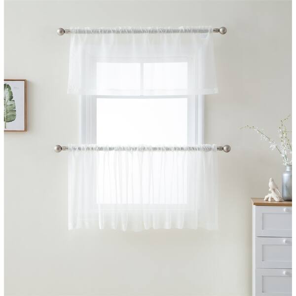 Shop Sheer Voile Window Curtain Panels Cafe Tier Valance Kitchen