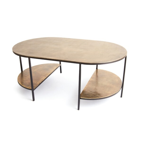 Hip Vintage Hardin Antiqued Brushed Gold Coffee Table