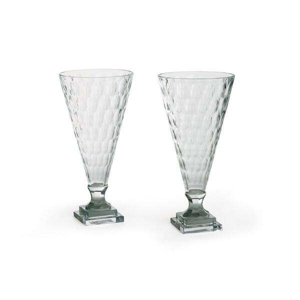 Hip Vintage Geneva Glass Vase/Hurricanes (Set of 2