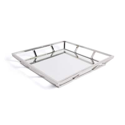 Hip Vintage Mendez Polished Nickel Square Mirrored Tray