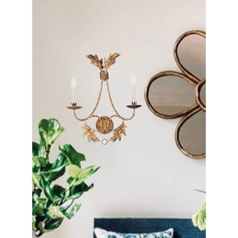 2-Light French Antique-like Gold Wall Sconce Lucas McKearn