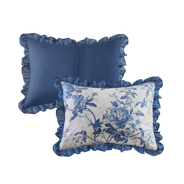 Shop Madison Park Adoette Navy 7 Piece Cotton Printed Ruffle