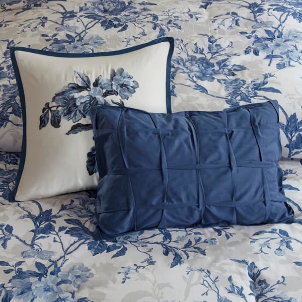 Shop Madison Park Adoette Navy 7 Piece Cotton Printed Ruffle