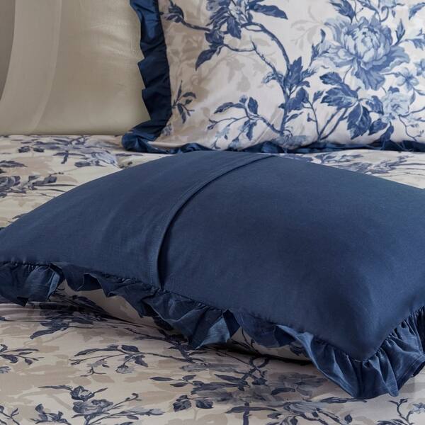 Shop Madison Park Adoette Navy 7 Piece Cotton Printed Ruffle