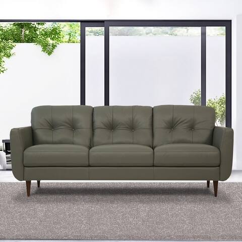 Carson Carrington Ullatti Pesto Green Leather Sofa