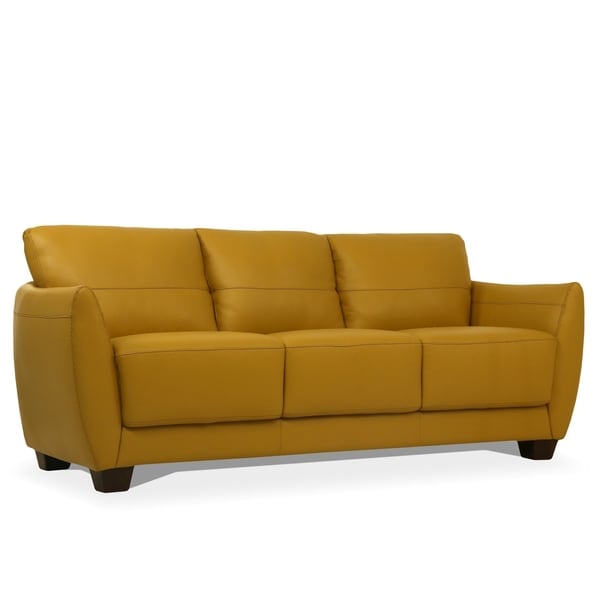 mustard leather 2 seater sofa