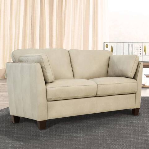 Copper Grove Dimnat Dusty White Leather Loveseat