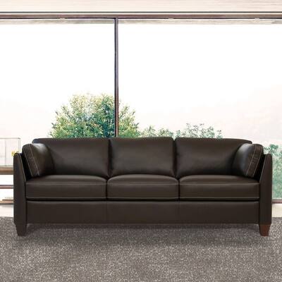 Copper Grove Dimnat Chocolate Leather Sofa
