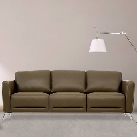 Strick & Bolton Muska Taupe Leather Sofa