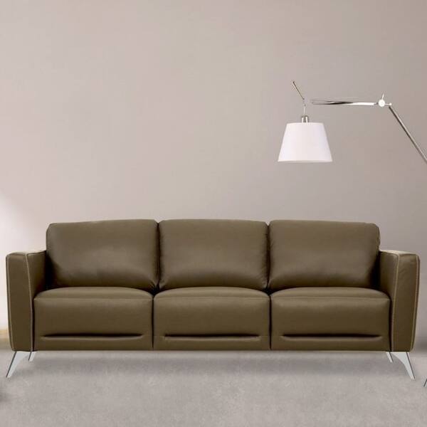 Strick & Bolton Muska Taupe Leather Sofa Bed Bath & Beyond 27799044
