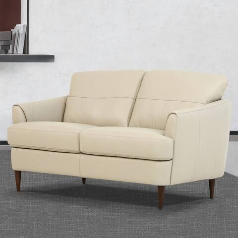 Carson Carrington Ullberga Pearl Gray Leather T-shaped Loveseat