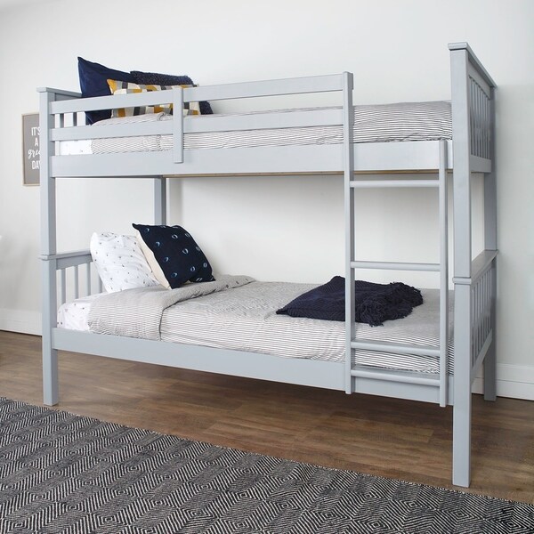 Solid Wood Mission Design Twin over Twin Bunk Bed - Grey