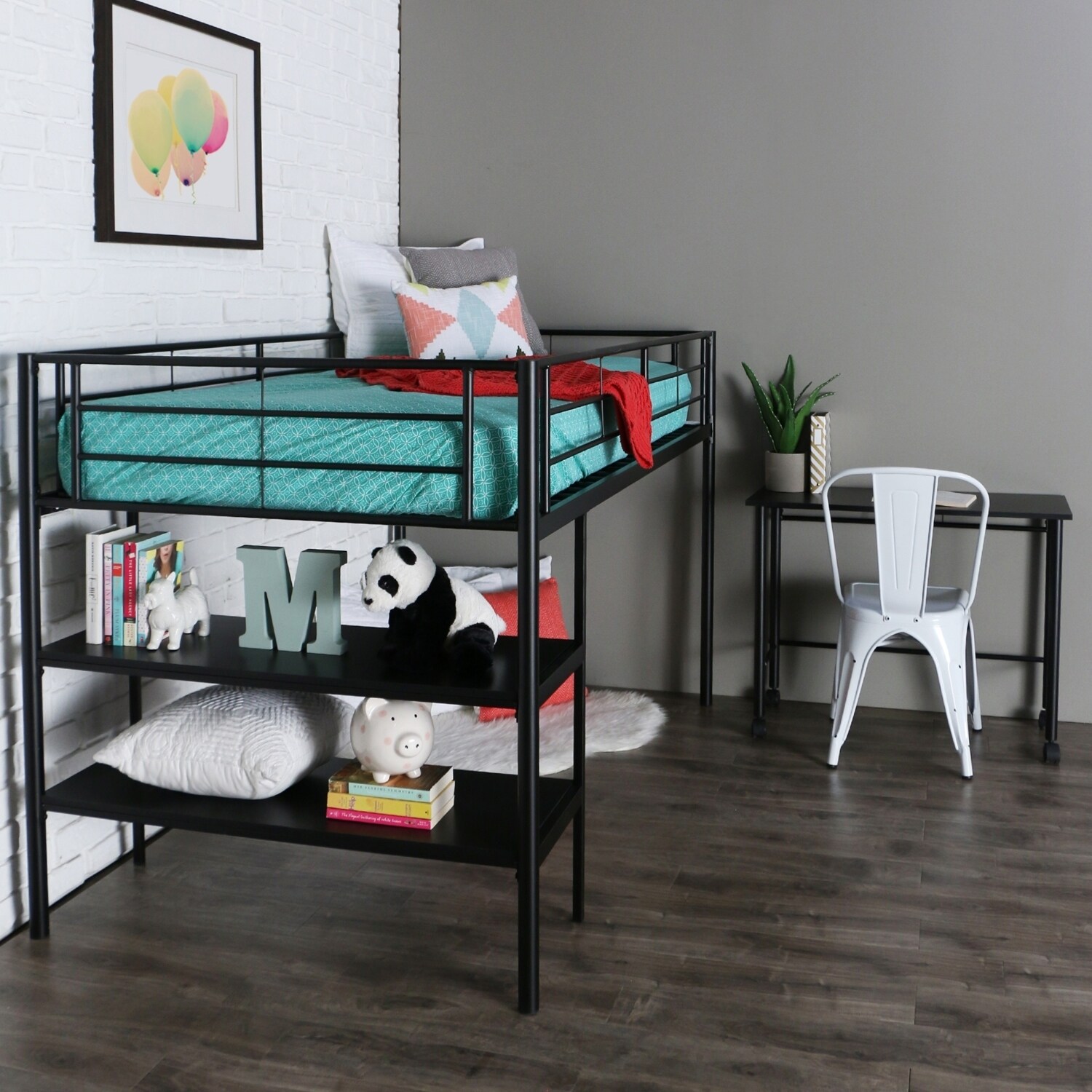 black low loft bed