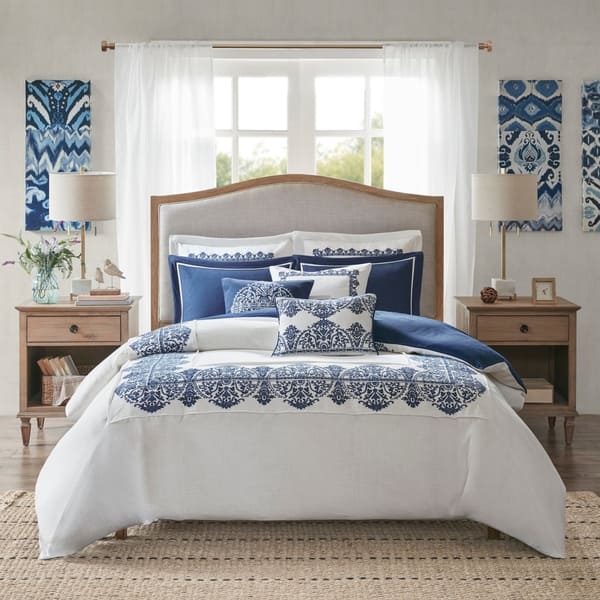 Shop Madison Park Signature Indigo Sky White Blue Comforter Set