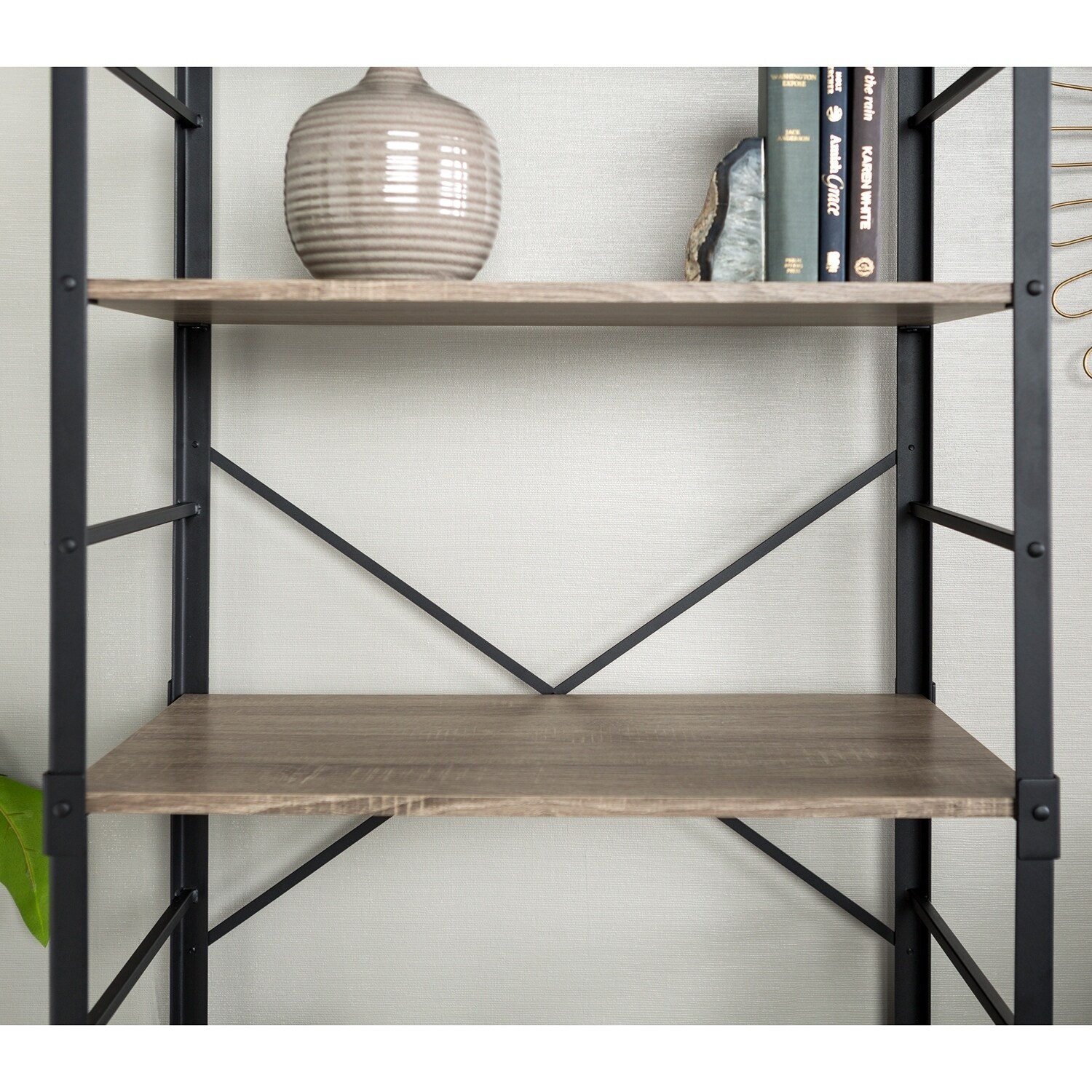 64 Tall Angle Iron Urban Industrial Bookshelf Driftwood Overstock 27800457