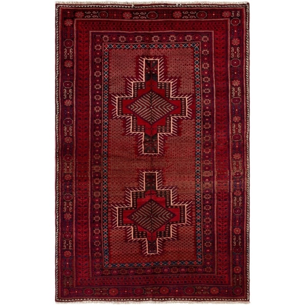 eCarpetGallery Hand-knotted Afshar Red Wool Rug - 4'8 x 7'5