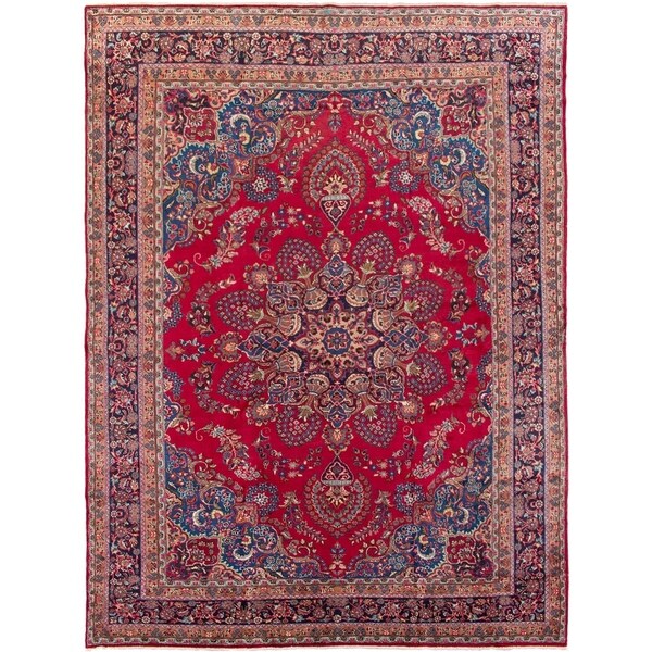 eCarpetGallery Hand-knotted Sabzevar Red Wool Rug - 9'8 x 13'0