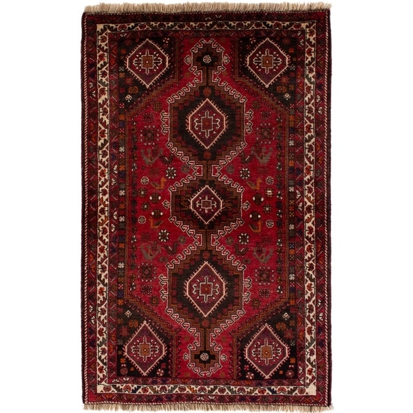 eCarpetGallery Hand-knotted Shiraz Qashqai Red Wool Rug - 3'7 x 5'10