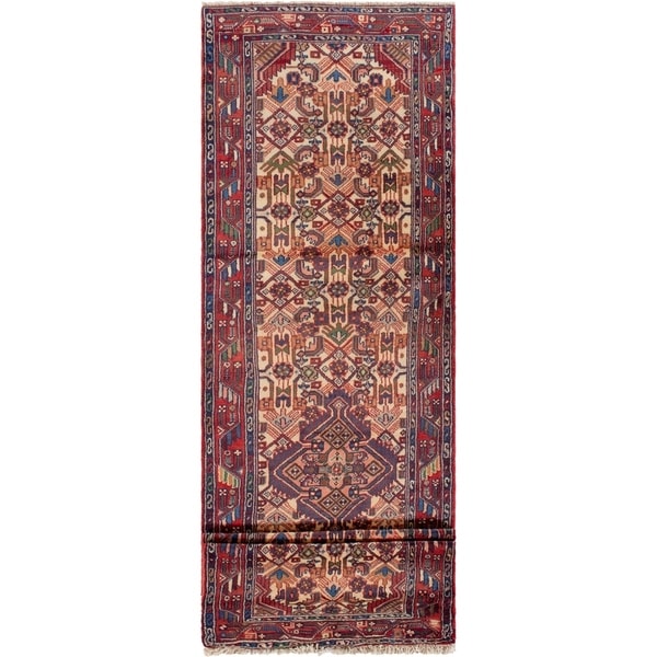 eCarpetGallery Hand-knotted Hamadan Cream Wool Rug - 2'9 x 10'2