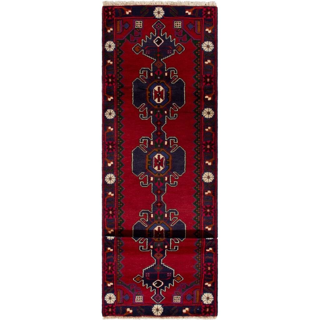 Hand-knotted Saveh Red Wool Rug - 2'6" x 9'0" Runner/2'6 x 6'4