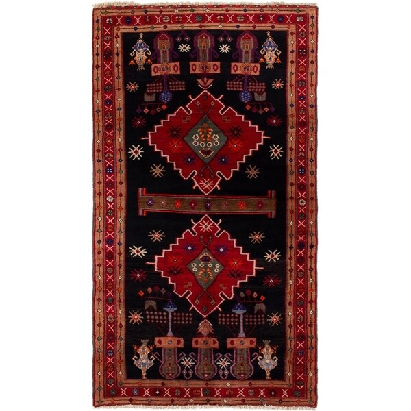 eCarpetGallery Hand-knotted Koliai Dark Navy Wool Rug - 4'6 x 8'6