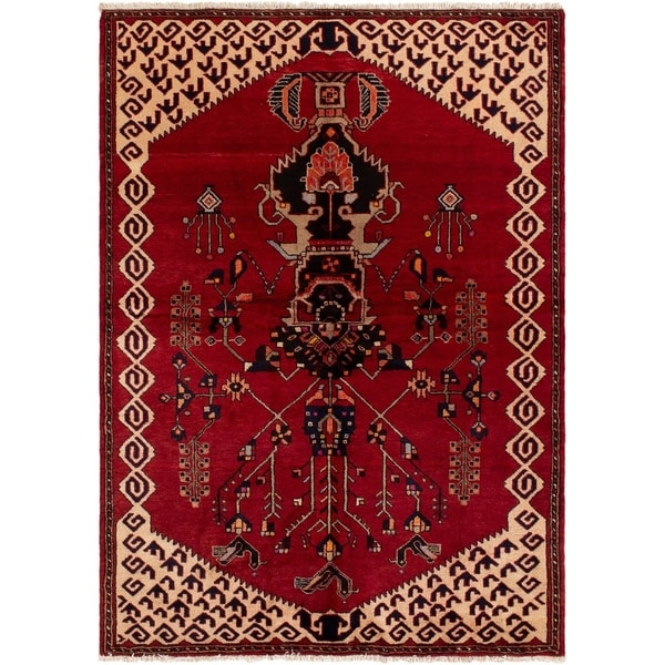 eCarpetGallery Hand-knotted Kurdish Select Red Wool Rug - 4'8 x 6'6