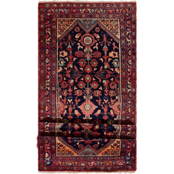 eCarpetGallery Hand-knotted Luri Dark Navy Wool Rug - 4'1 x 10'5