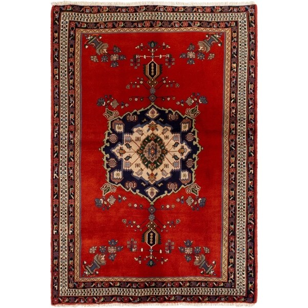 eCarpetGallery Hand-knotted Afshar Red Wool Rug - 4'4 x 6'3