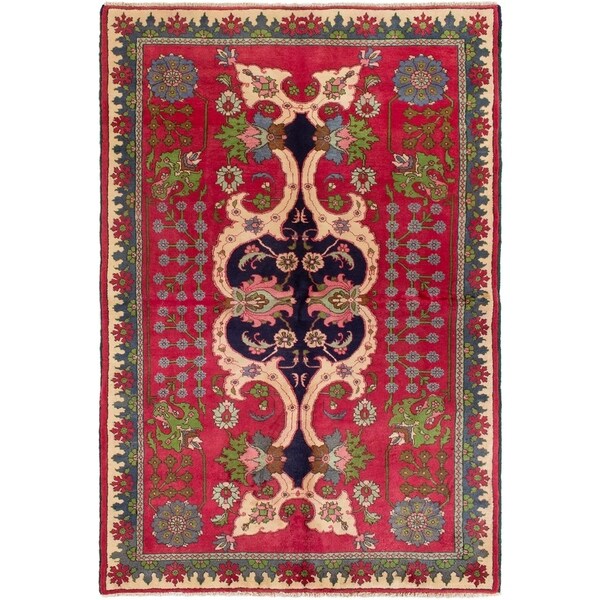 eCarpetGallery Hand-knotted Tabriz Red Wool Rug - 4'10 x 7'2