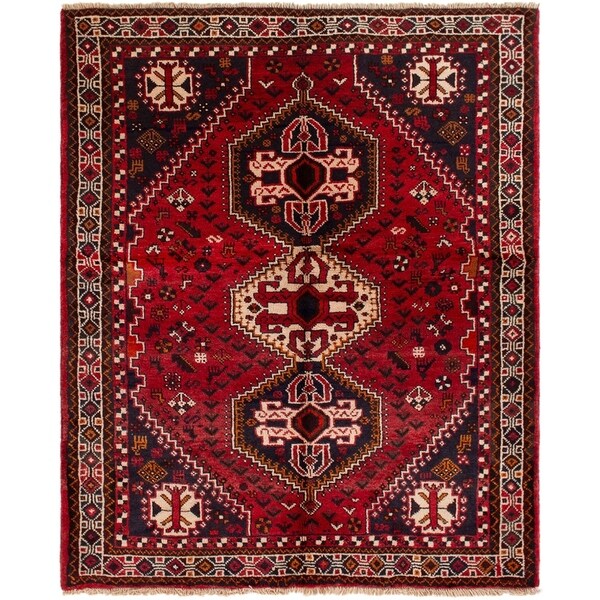 eCarpetGallery Hand-knotted Shiraz Red Wool Rug - 5'1 x 6'4