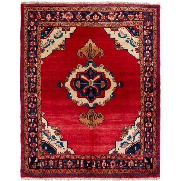 eCarpetGallery Hand-knotted Lilihan Red Wool Rug - 5'5 x 6'8