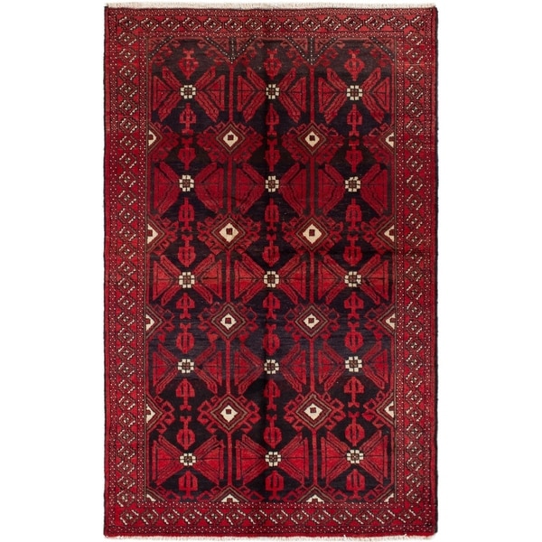 eCarpetGallery Hand-knotted Finest Baluch Red Wool Rug - 4'2 x 6'9