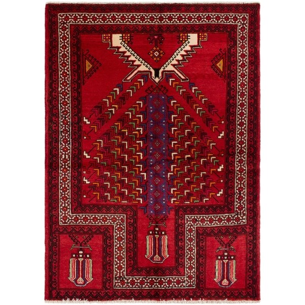 eCarpetGallery Hand-knotted Finest Baluch Red Wool Rug - 4'9 x 6'8