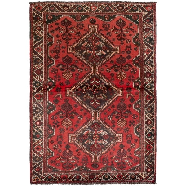 eCarpetGallery Hand-knotted Shiraz Red Wool Rug - 3'10 x 5'6