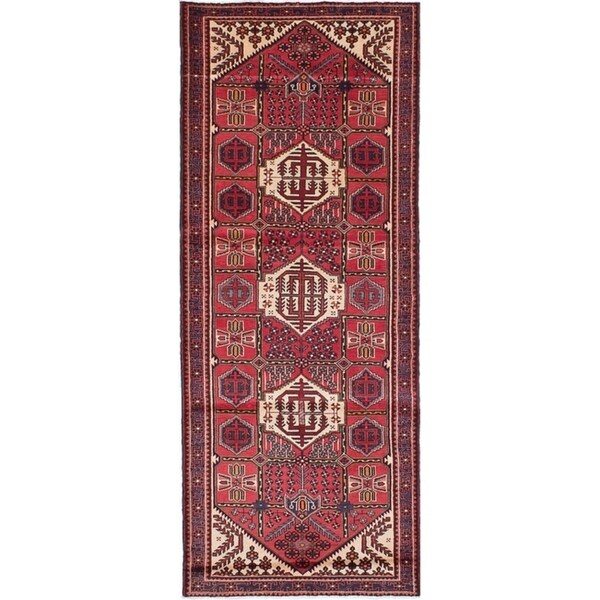 eCarpetGallery Hand-knotted Hamadan Red Wool Rug - 3'11 x 9'11