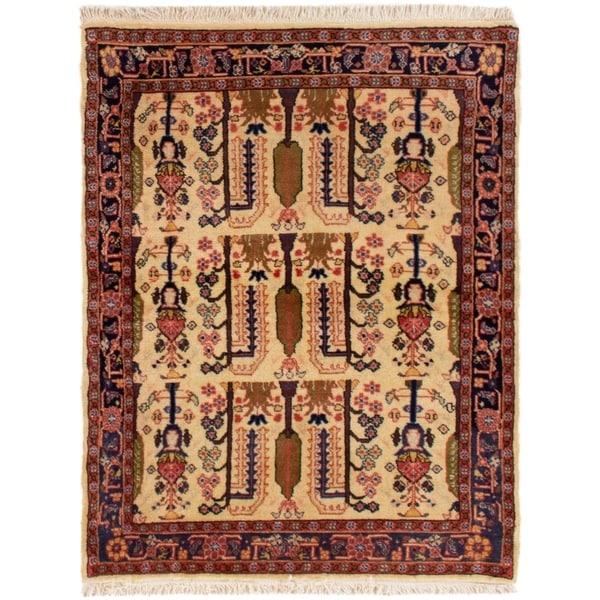 eCarpetGallery Hand-knotted Koliai Cream Wool Rug - 3'5 x 4'4