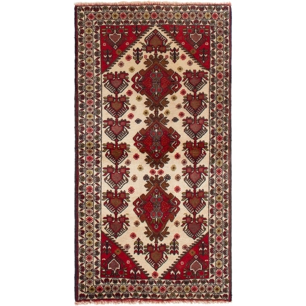eCarpetGallery Hand-knotted Finest Baluch Cream Wool Rug - 2'11 x 5'1