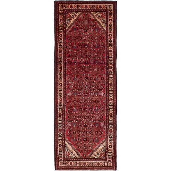 eCarpetGallery Hand-knotted Hosseinabad Red Wool Rug - 2'11 x 10'7