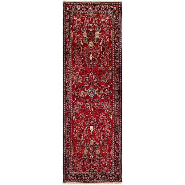 ECARPETGALLERY Hand-knotted Hamadan Red Wool Rug - 2'11 x 9'3