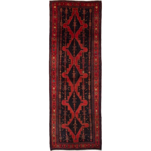 eCarpetGallery Hand-knotted Zanjan Black, Red Wool Rug - 5'0 x 14'8